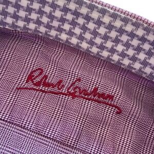 Vtg Robert Graham Houndstooth Flip Cuff Shirt Mens L/XL Cotton Purple